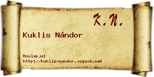 Kuklis Nándor névjegykártya