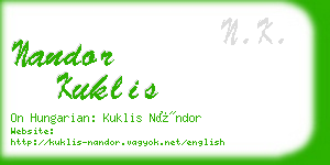 nandor kuklis business card